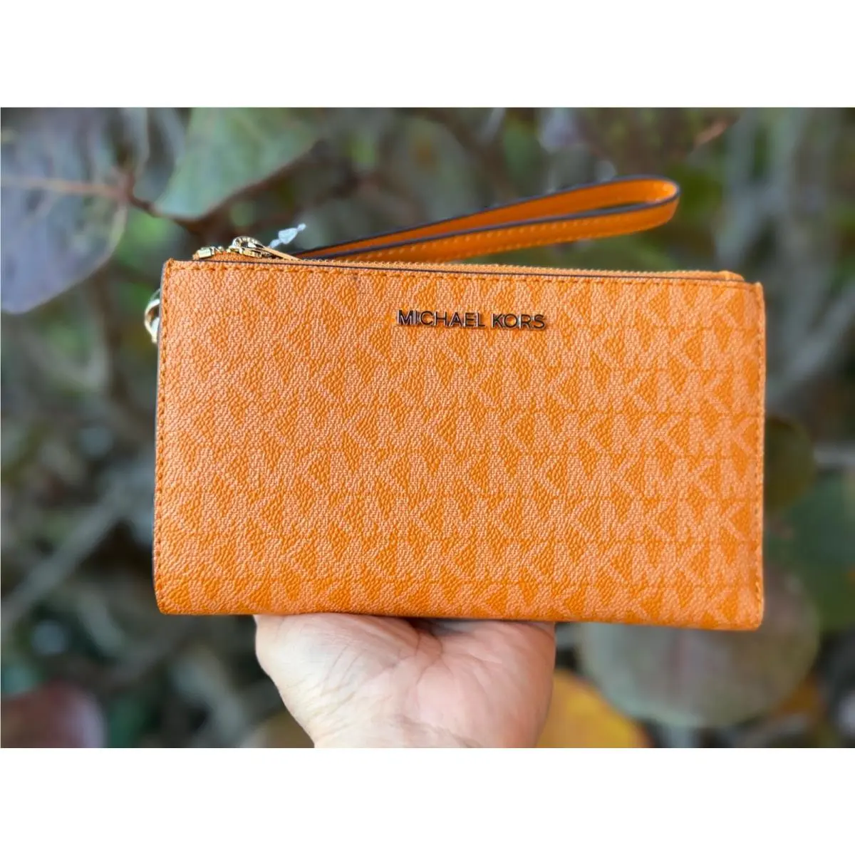 Michael Kors Jet Set Travel Double Zip Large Phone Wallet MK Rad Orange