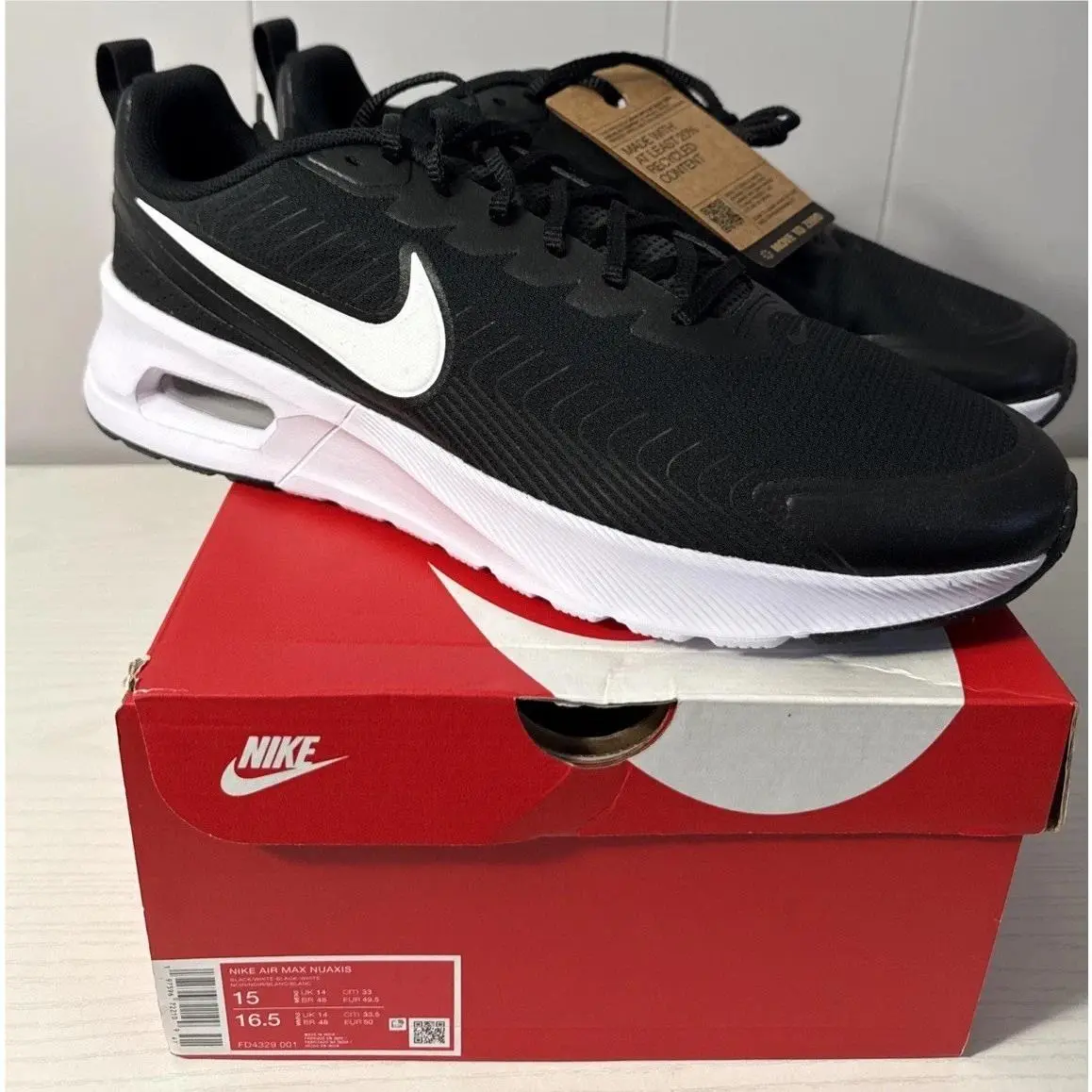 Nike Air Max Nuaxis 2025 Men’s SZ 15 Black/white Athletic Shoes FD4329-001