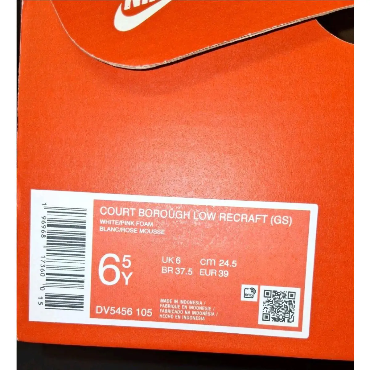 Nike shoes - Nike Court Borough Low Recraft GS - White/Pink Foam 7
