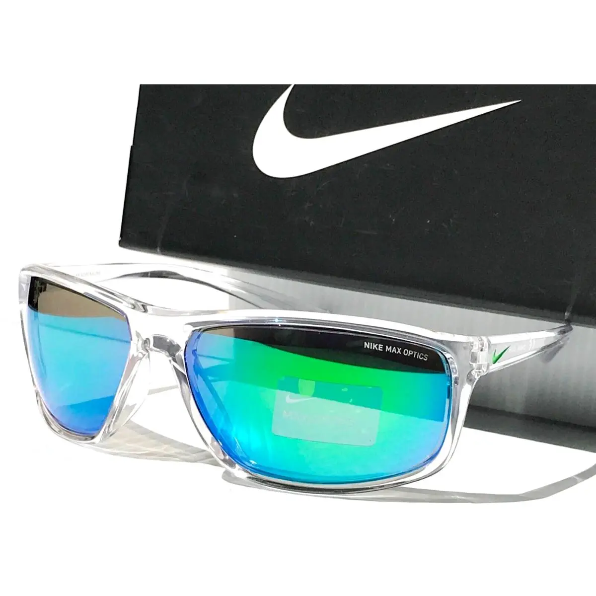 Nike Adrenaline Clear Grey Max Optics Green Mirror Lens Sunglass EV1113 901