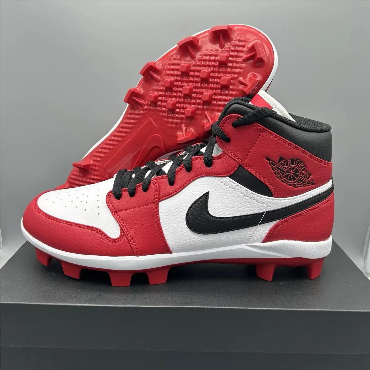 Air Jordan 1 Retro Mcs Baseball Cleats Black Red AV5354-611 Men`s Size 12 by Nike