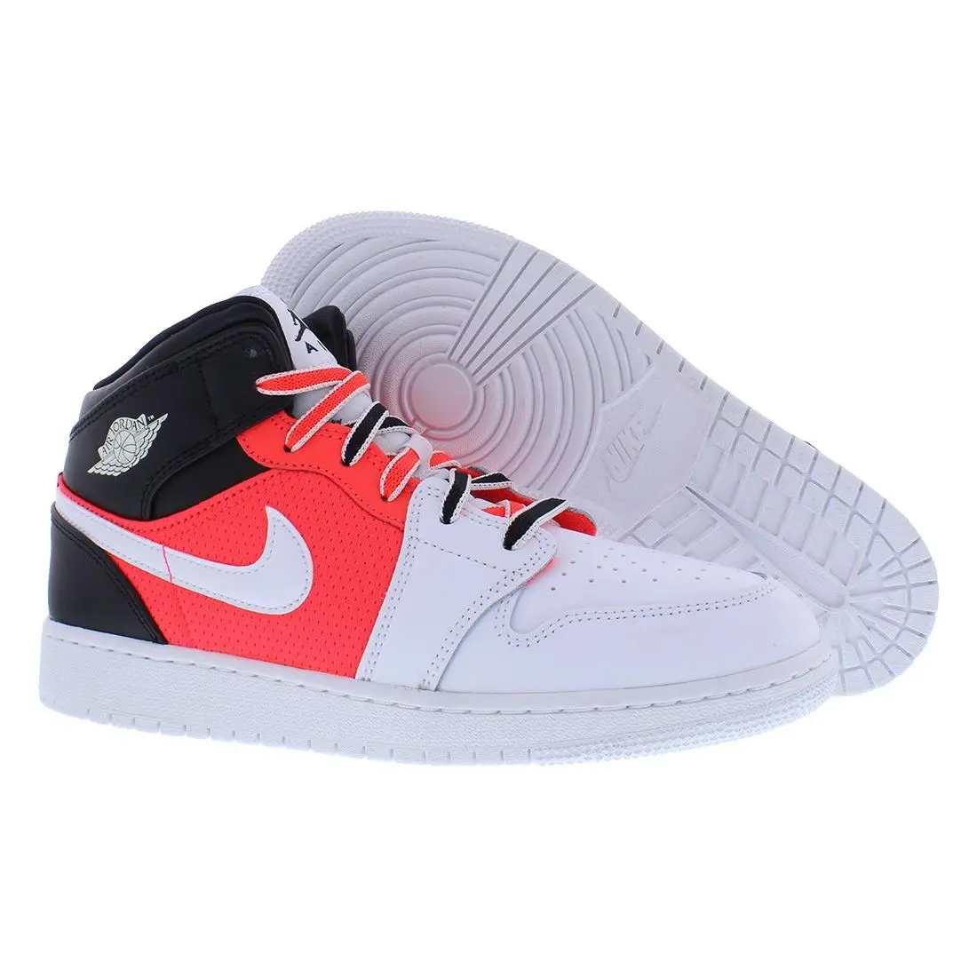 Nike Air Jordan 1 Mid SE GS Boys Shoes Size 7 Color: Black/white/infrared 23 - Black/White/Infrared 23, Main: Black