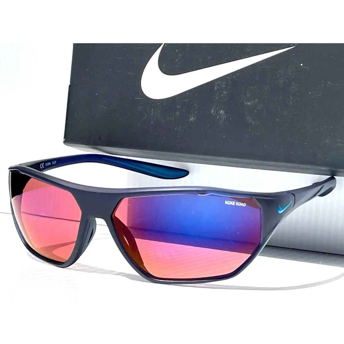 Aero Drift E Midnight Navy Frame Blue Mirror Road Lens Sunglass DQ0999 410 by Nike