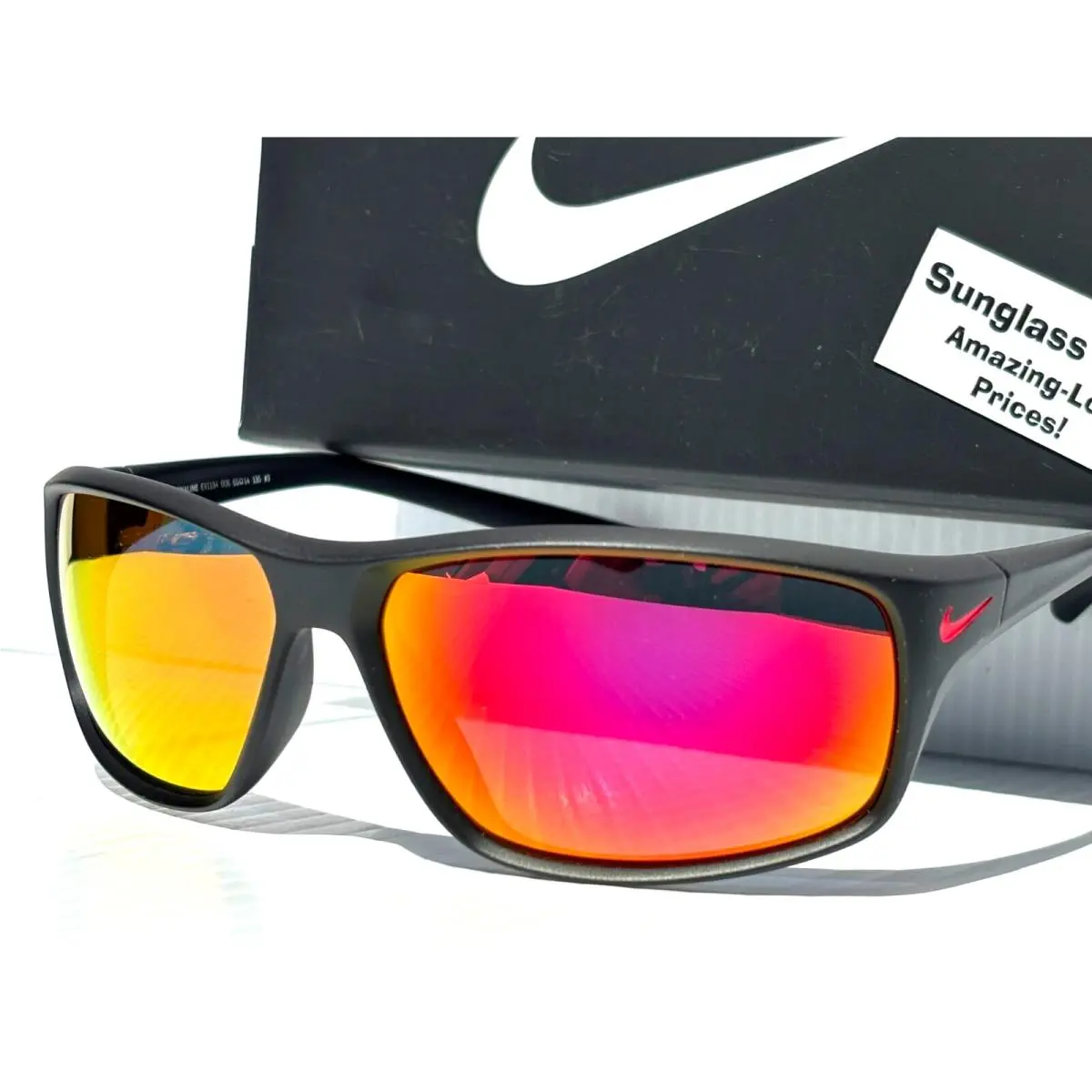 Adrenaline Matte Black UV Protective Red Mirror Sunglass EV1134 006 by Nike