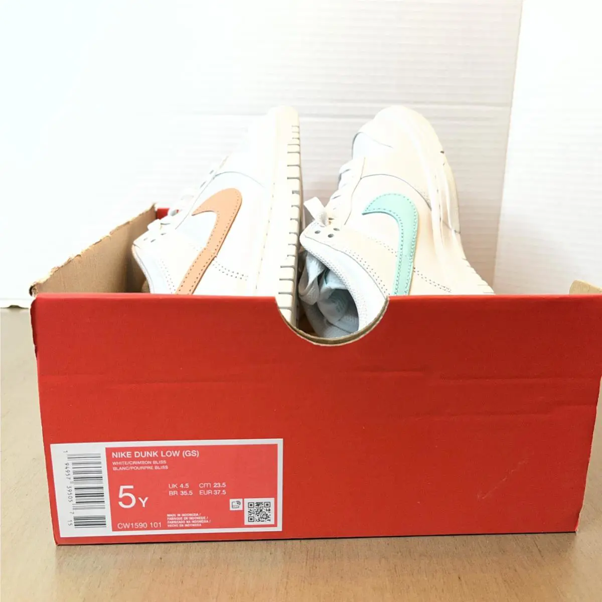 Nike shoes - Nike Dunk Low GS - Dunk Low - CW1590 101 - White/Crimson Bliss (UPC: 0194957395057) 0