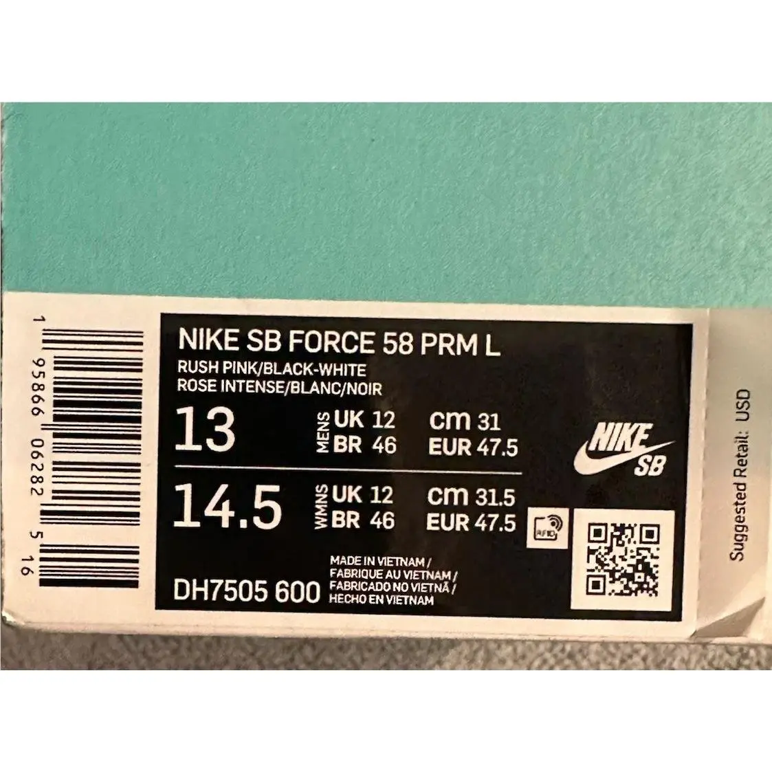 Nike shoes - Nike SB Force 58 Premium - DH7505-600 - Rush Pink/Black-White (UPC: 195866062825) 7