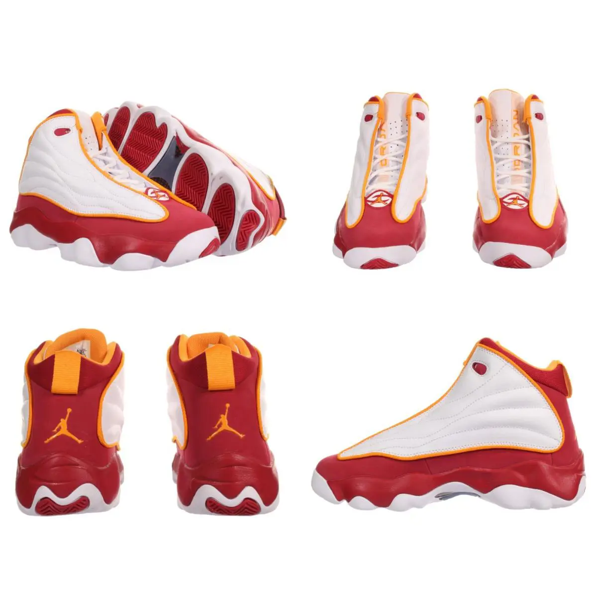 Nike Jordan Pro Strong (gs) Big Kid`s Jordan Pro Strong GS White - Red Basketball Shoes Size 6.5Y - White, Cardinal Red, Vivid Orange