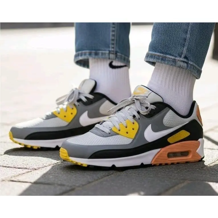 Nike Air Max 90 Golf Shoes- Smoke Grey/black/orange - Size: 10 CU9978-012