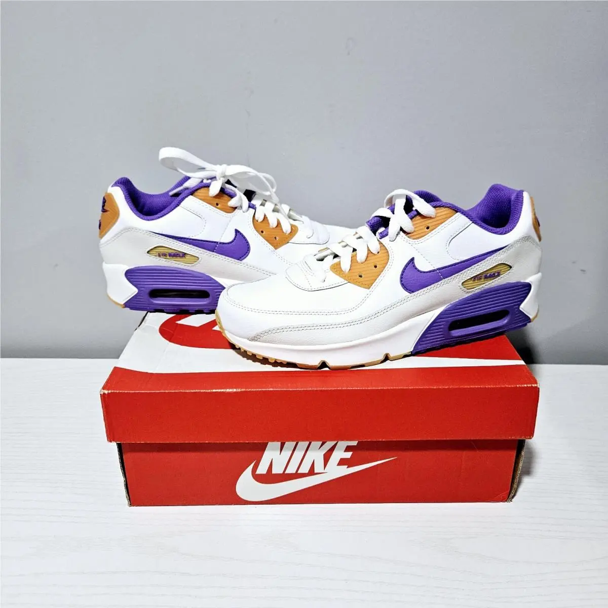 Nike Air Max 90 White Purple Multicolor DV3607-103 Size 6.5y