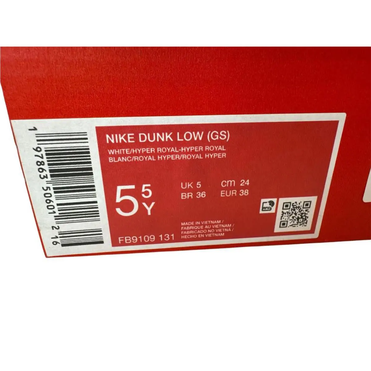 Nike shoes - Nike Youth Dunk Low GS White Hyper Royal Size 5Y FB9109-131 3