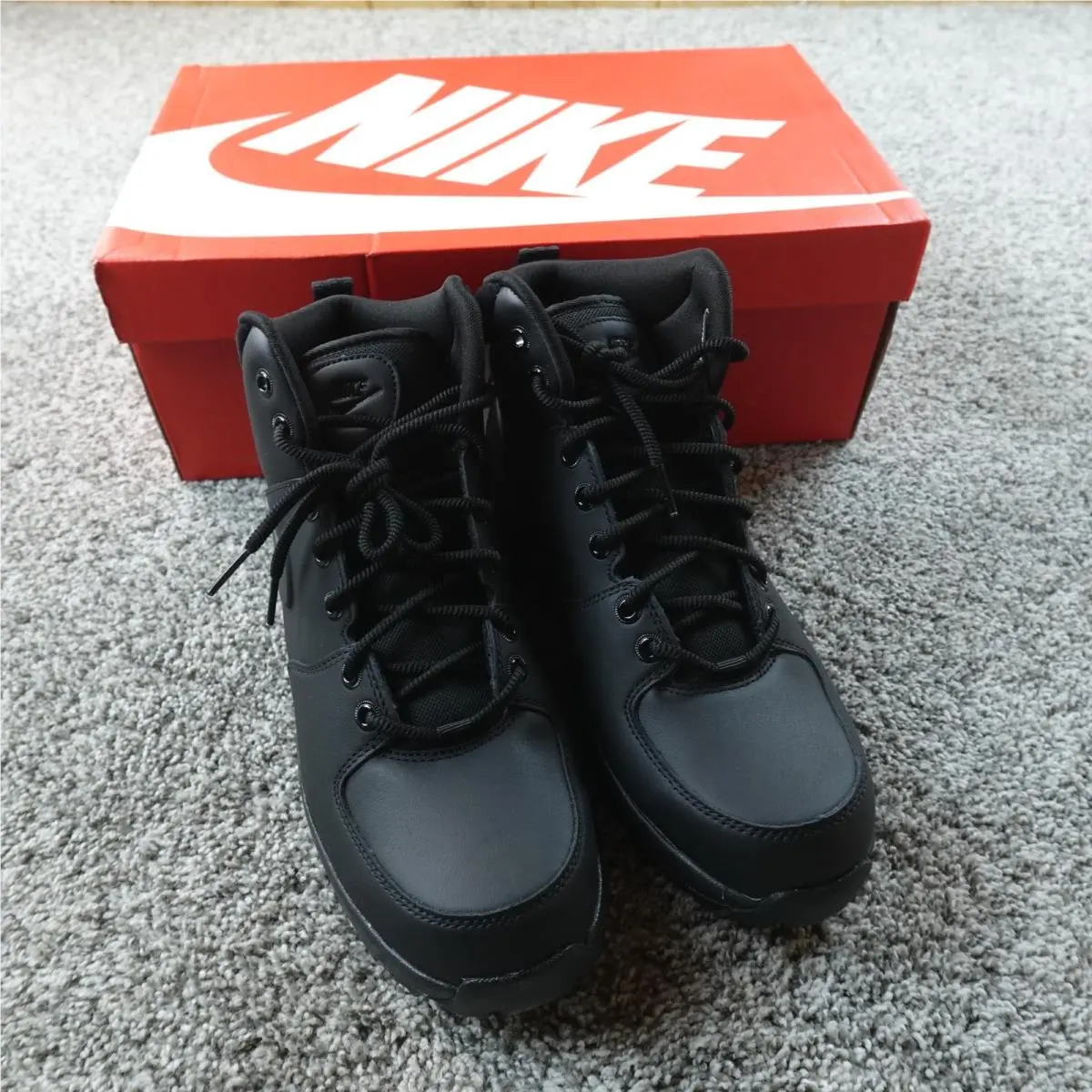 Shoes Mens 9.5 Triple Black Manoa Leather HF7095-001 Tactical Boots by Nike