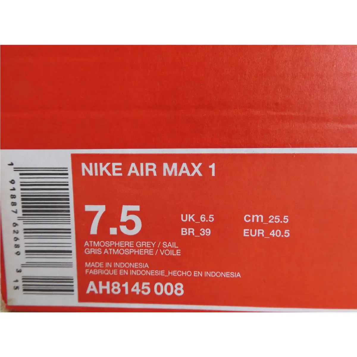 Nike shoes - Nike Air Max 1 - Air Max - AH8145 008 - Gray (UPC: 191887626893) 6