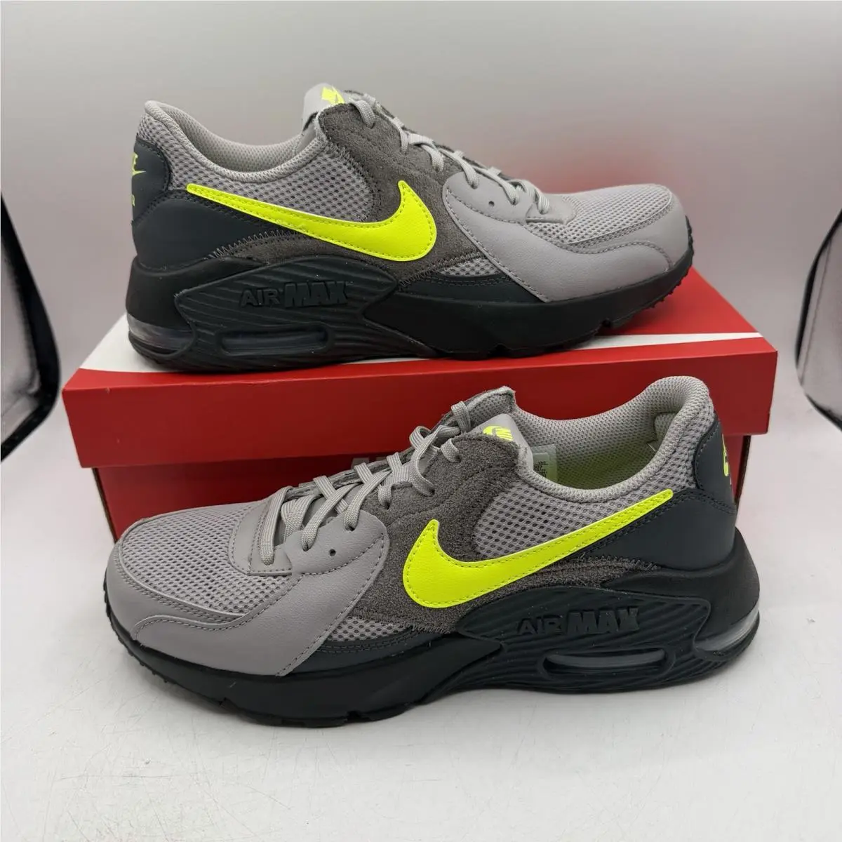 Nike Air Max Excee Shoes Mens 8 Atmosphere Grey/neon Yellow Sneakers FZ5486-007 - Gray