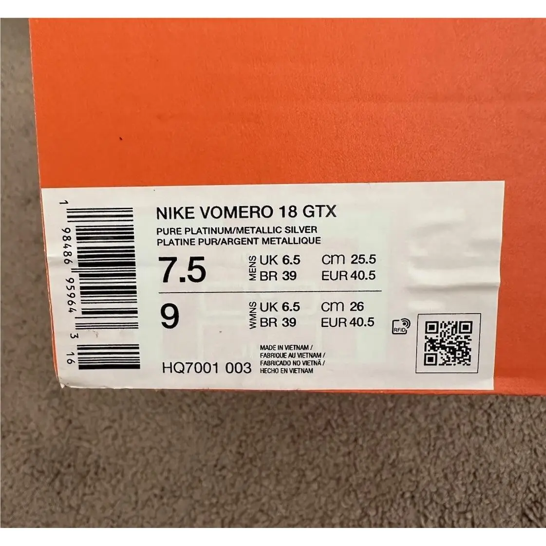 Nike shoes - Nike Vomero 18 - Vomero - HQ7001-003 - Silver 6