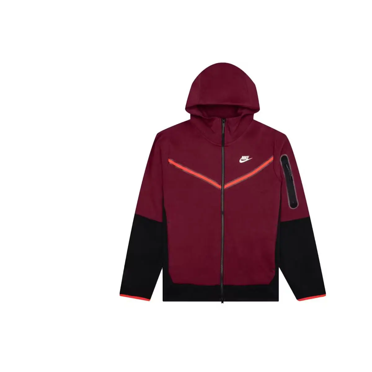 Nike Tech Fleece Hoodie Jacket Red Black Sweatshirt Color Block Men’s XL - Black