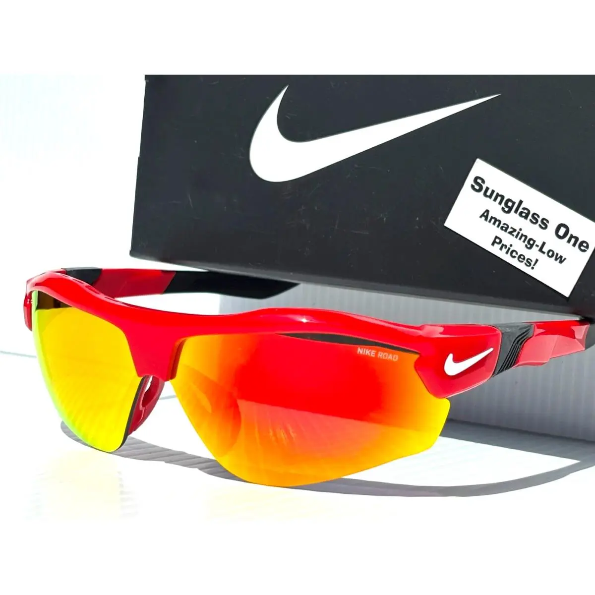 Nike Show X3 University Red Frame Red Mirror Road Tint Sunglass DN9252 657