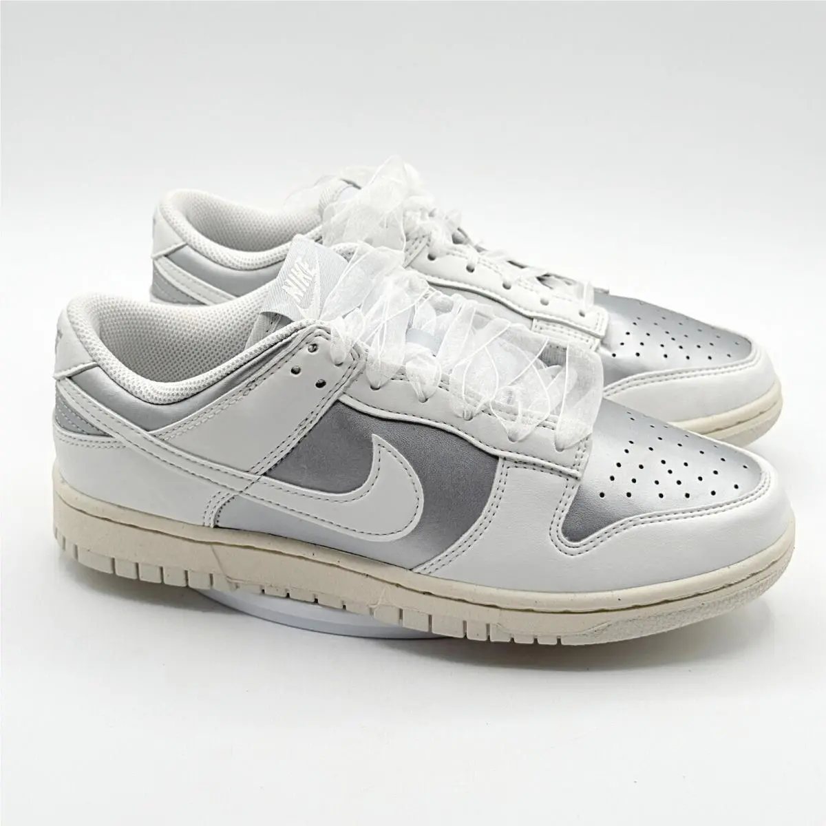 Nike Dunk Low Next Nature Metallic Platinum White Size 9.5 Women IB7311-001