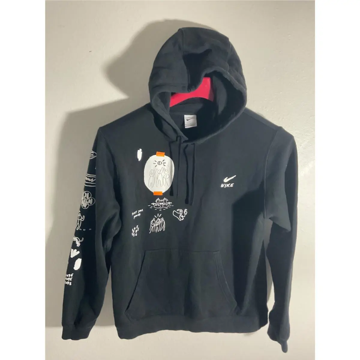 Nike Black Hoodie with Artistic Graphics Logos