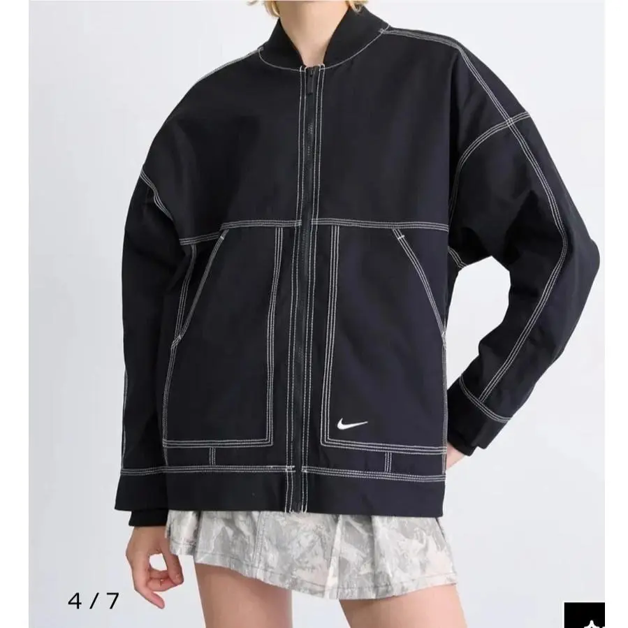 Nike clothing - Nike Sportswear Oversized Graphic Cargo Jacket - IB2037-010 - Black, Manufacturer: Black/Summit White 5