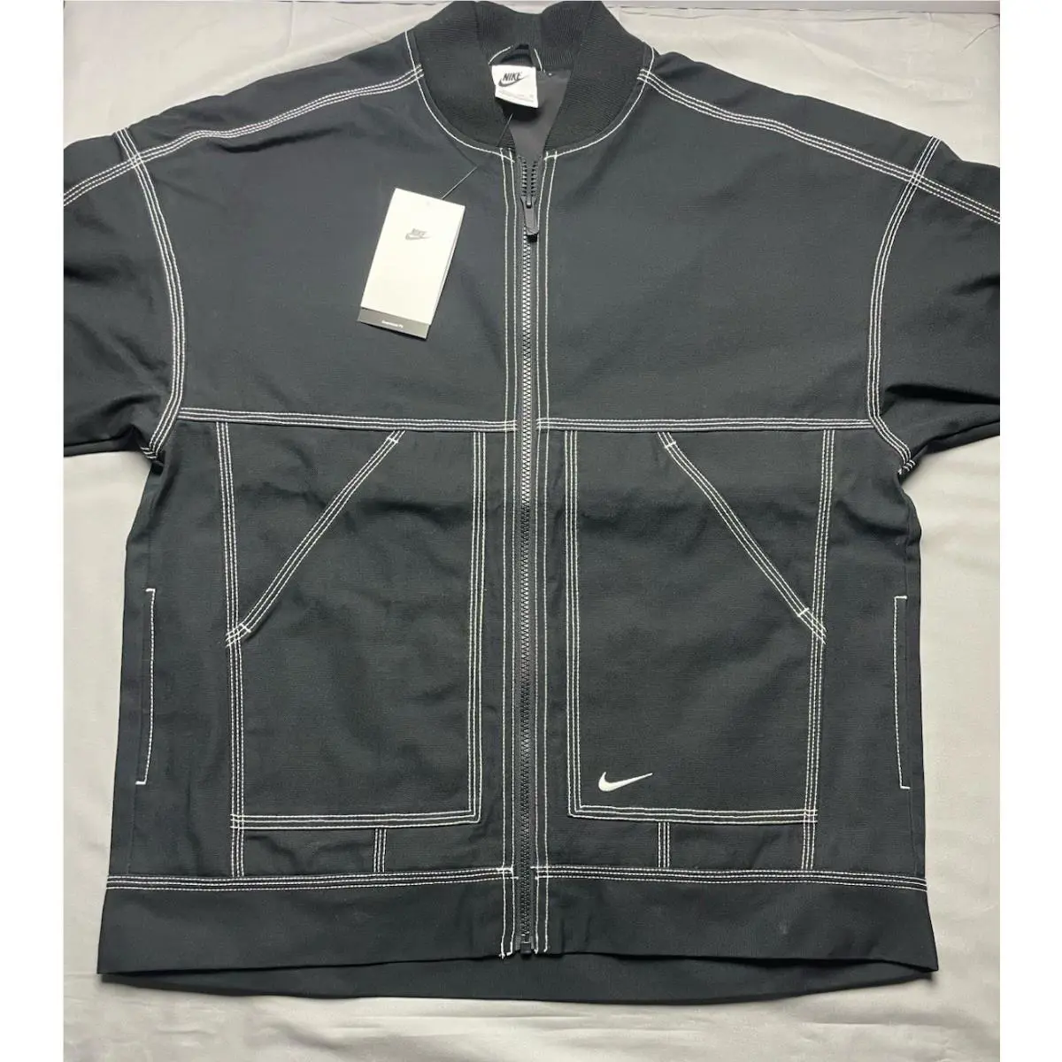 Nike clothing - Nike Sportswear Oversized Graphic Cargo Jacket - IB2037-010 - Black, Manufacturer: Black/Summit White (UPC: 198482105938) 1