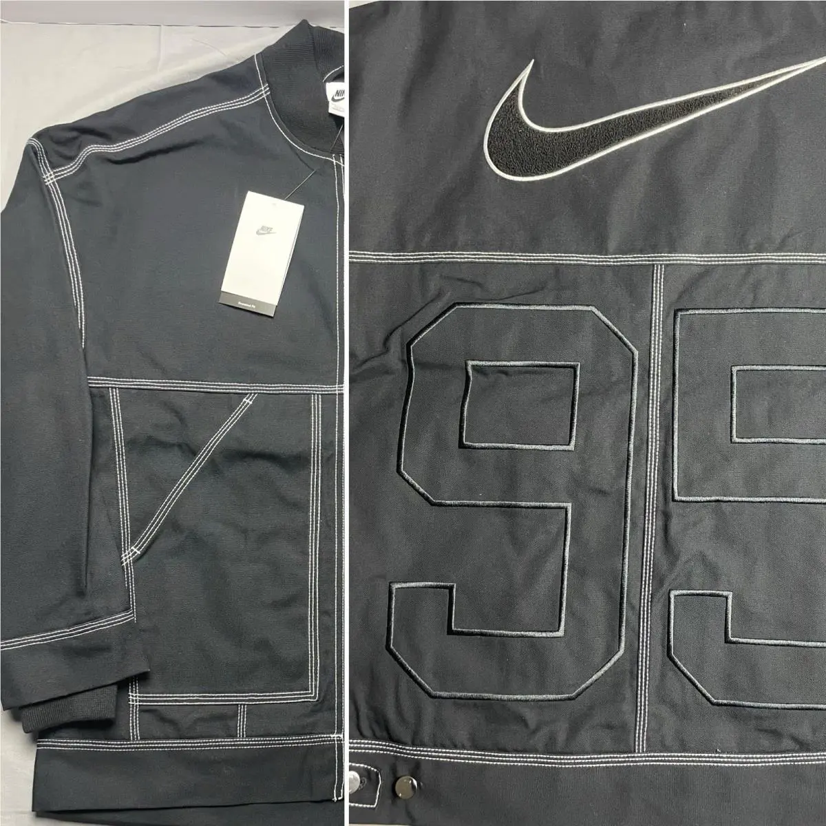 Nike clothing - Nike Sportswear Oversized Graphic Cargo Jacket - IB2037-010 - Black, Manufacturer: Black/Summit White (UPC: 198482105938) 0
