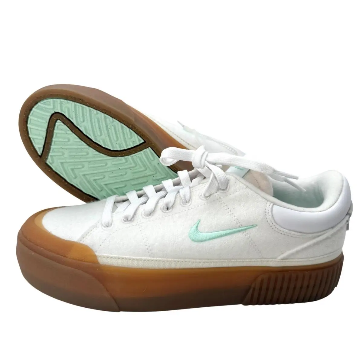 Nike Court Legacy Lift Platform White Mint Swoosh Women Shoes Size 9.5