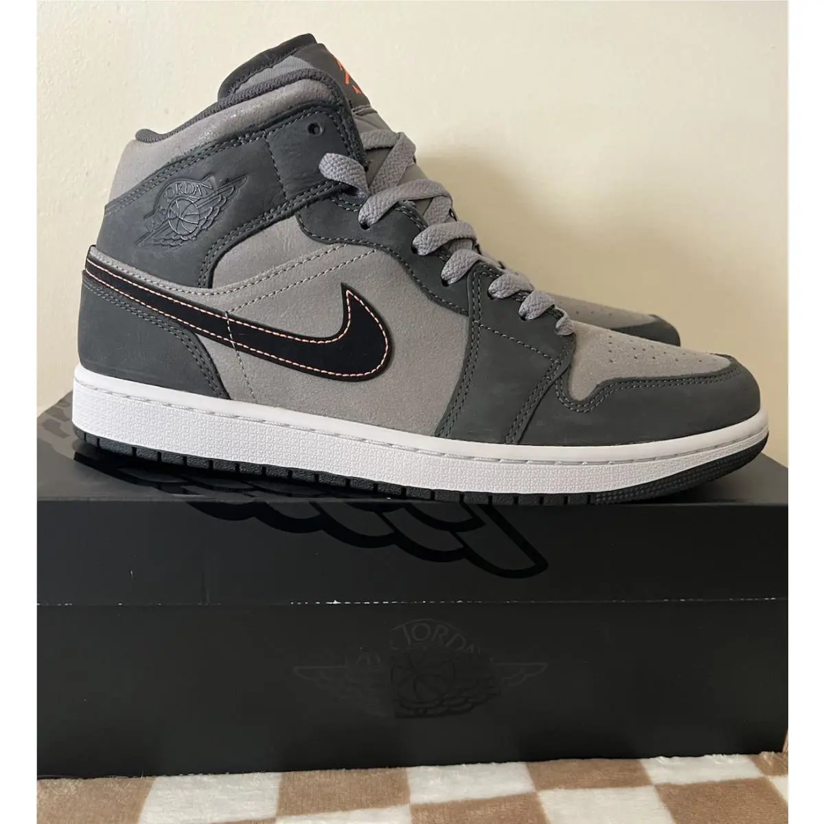 Nike shoes - Nike Air Jordan 1 - Air - FQ8338 017 - Night Stadium/Black/Flat Pewter/Total Orange/Neutral Grey 0