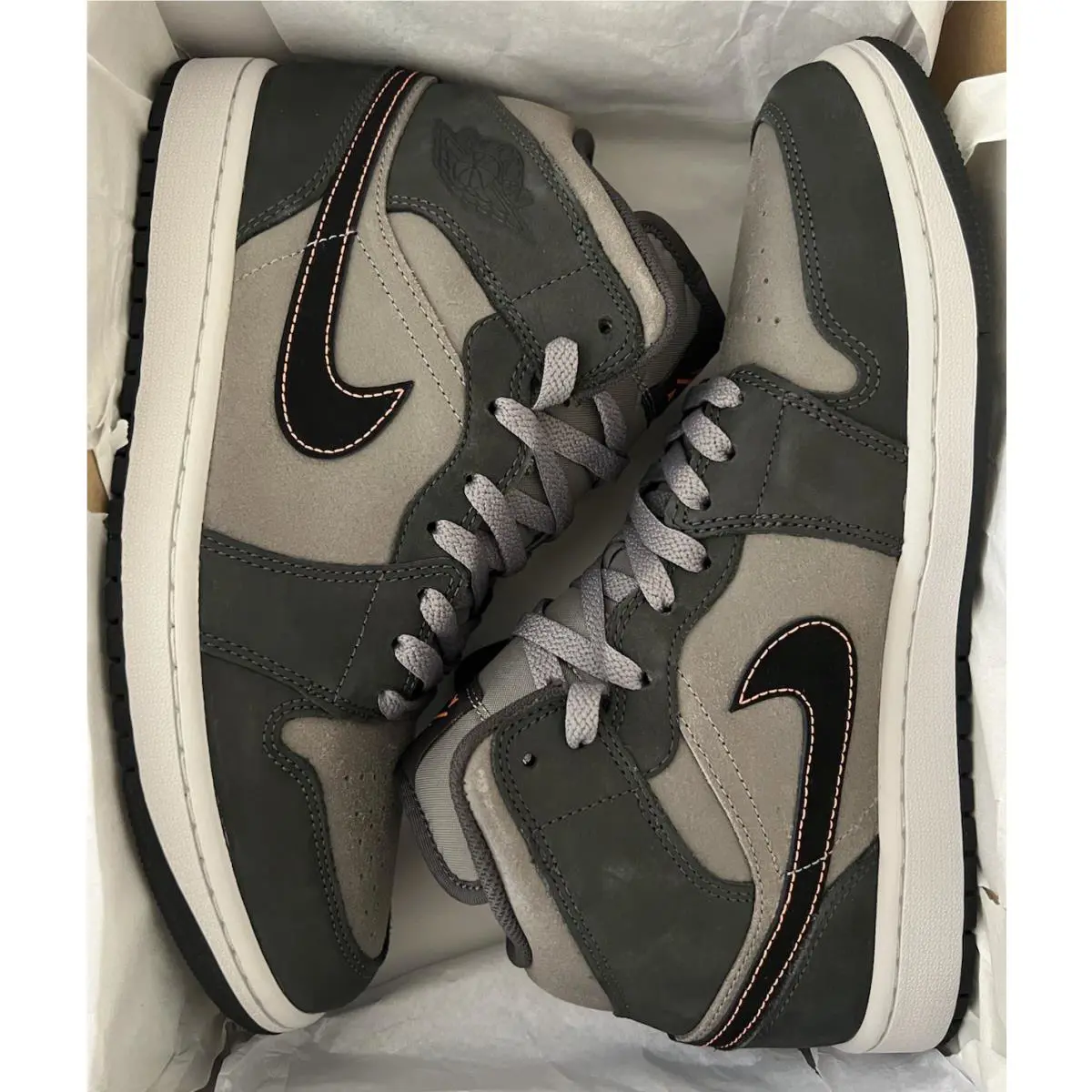 Nike shoes - Nike Air Jordan 1 - Air - FQ8338 017 - Night Stadium/Black/Flat Pewter/Total Orange/Neutral Grey 14