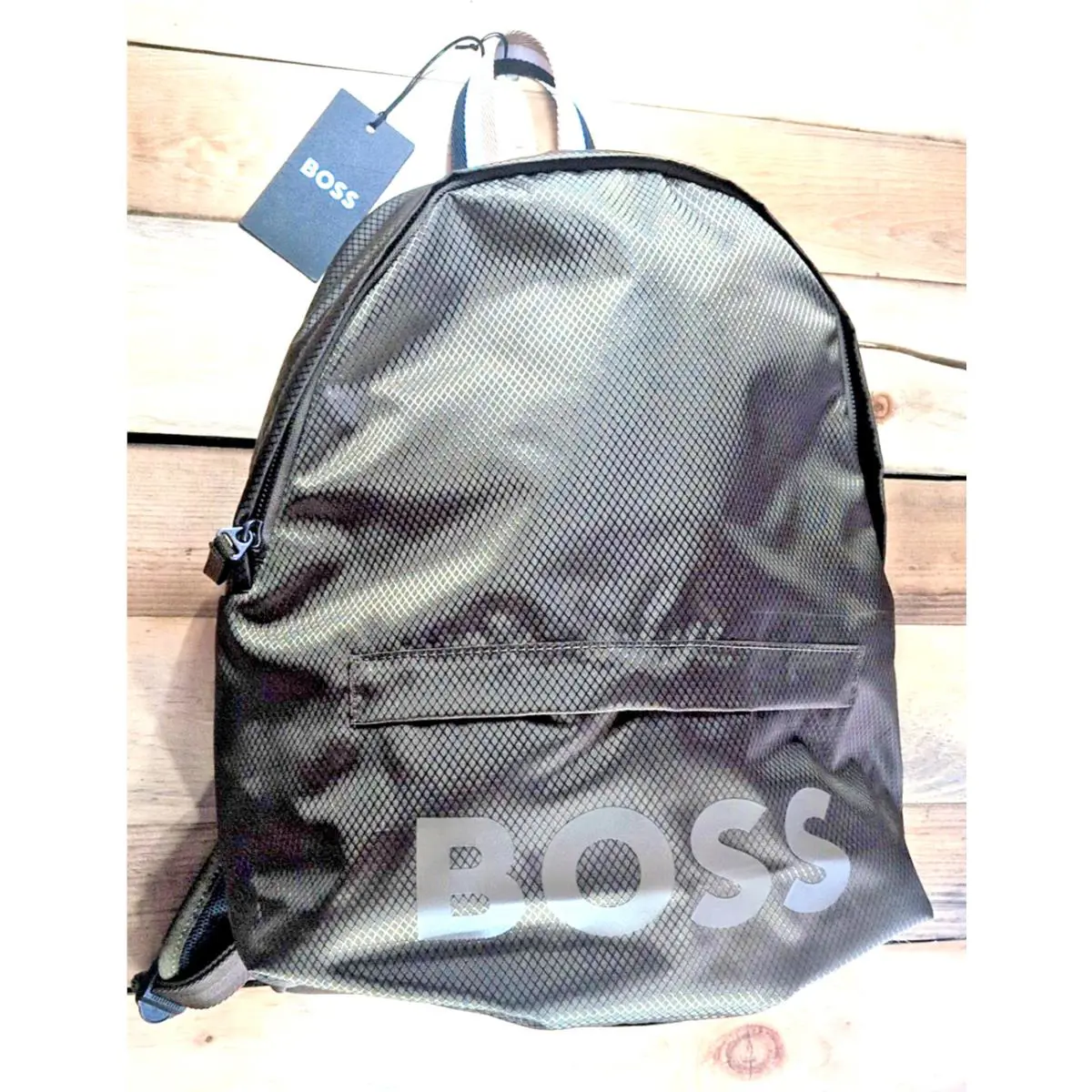 Hugo Boss Logo Pixel Backpack Olive Green Men`s Laptop Bag