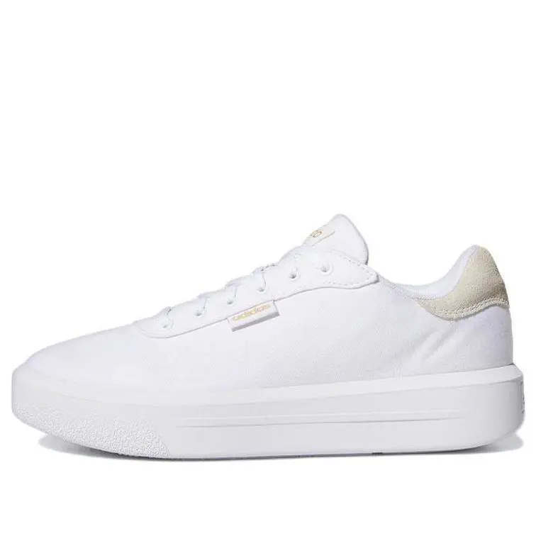 Wmns Adidas Court Platform Cln `white Gold Metallic`