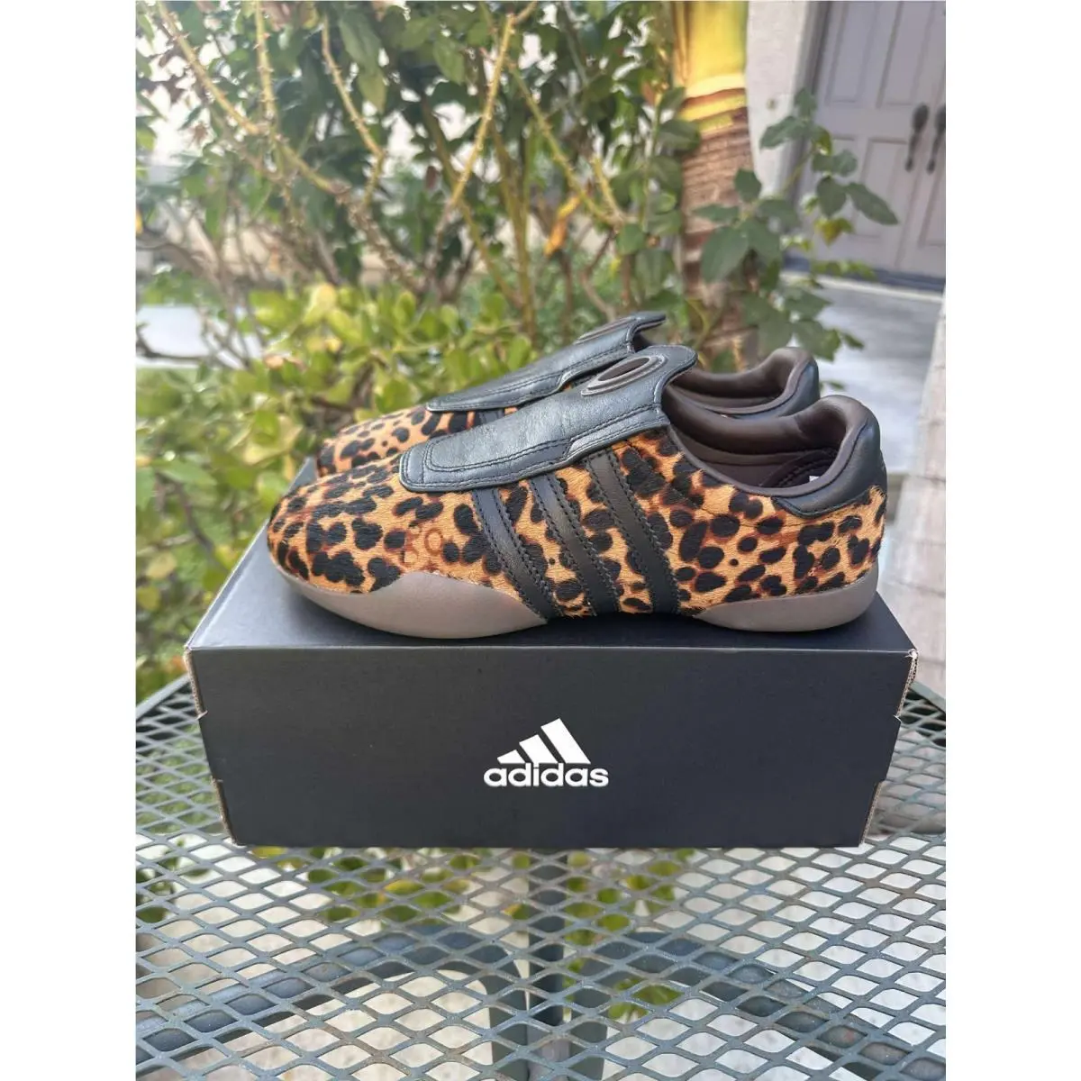 Adidas Women`s Taekwondo Mei Leopard Print Cheetah Shoes Black Gum JS0298