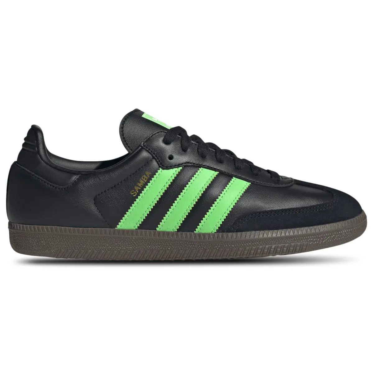 JR0911 Mens Adidas Samba OG `black Screaming Green`