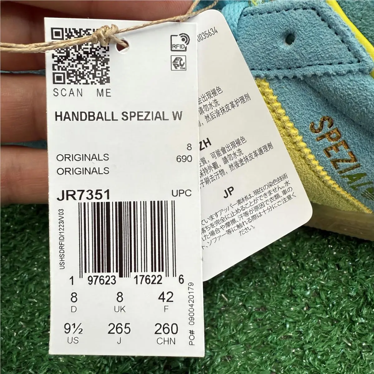 Adidas shoes - Handball Spezial Blue Glow Bright Yellow - JR7351 - Teal 14