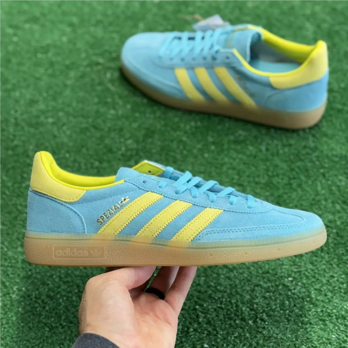 Adidas shoes - Handball Spezial Blue Glow Bright Yellow - JR7351 - Teal 7