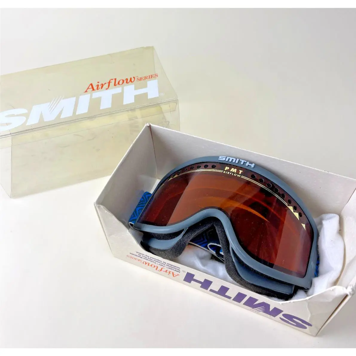 Vintage Smith Airflow Ski Goggles Sundance Pmt Gold Lens 1992 Nos Usa