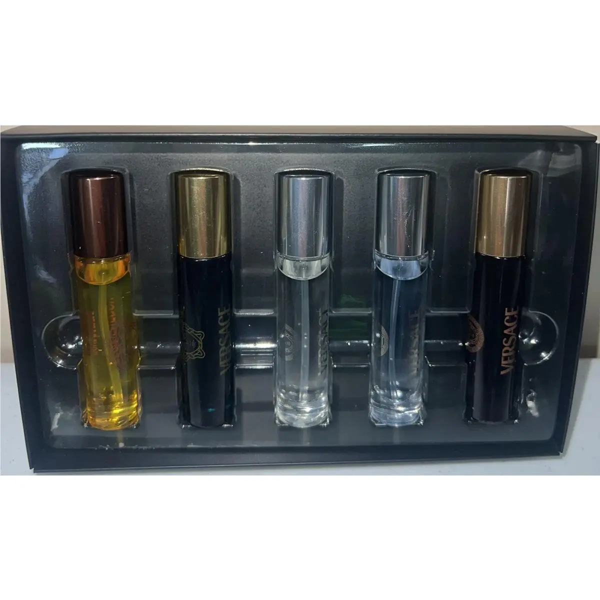 Versace Men`s Fragrance Mini Gift Set 5x 5ml Edp Edt Dylan Blue Eros Pour Homme