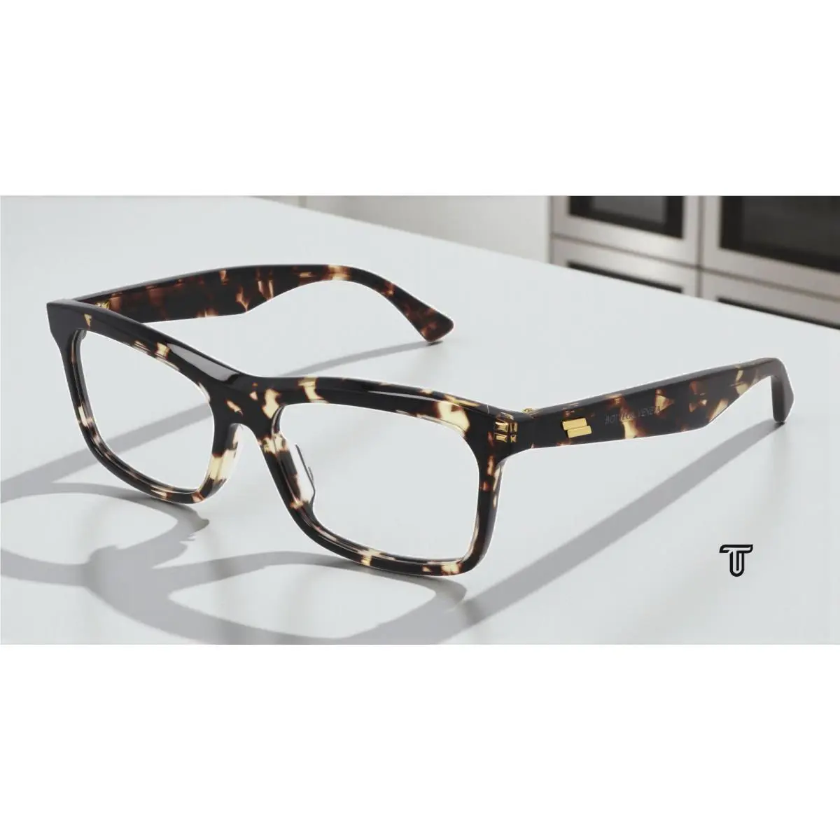 Bottega Veneta BV1063O 002 Square Havana Shiny Demo Lens 56 mm Men`s Eyeglasses