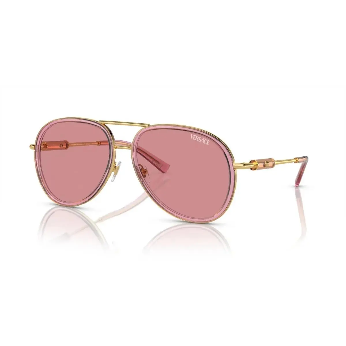 Unisex Sunglasses 0VE2260 100284 60mm Pink Transparent - Pink Lens by Versace