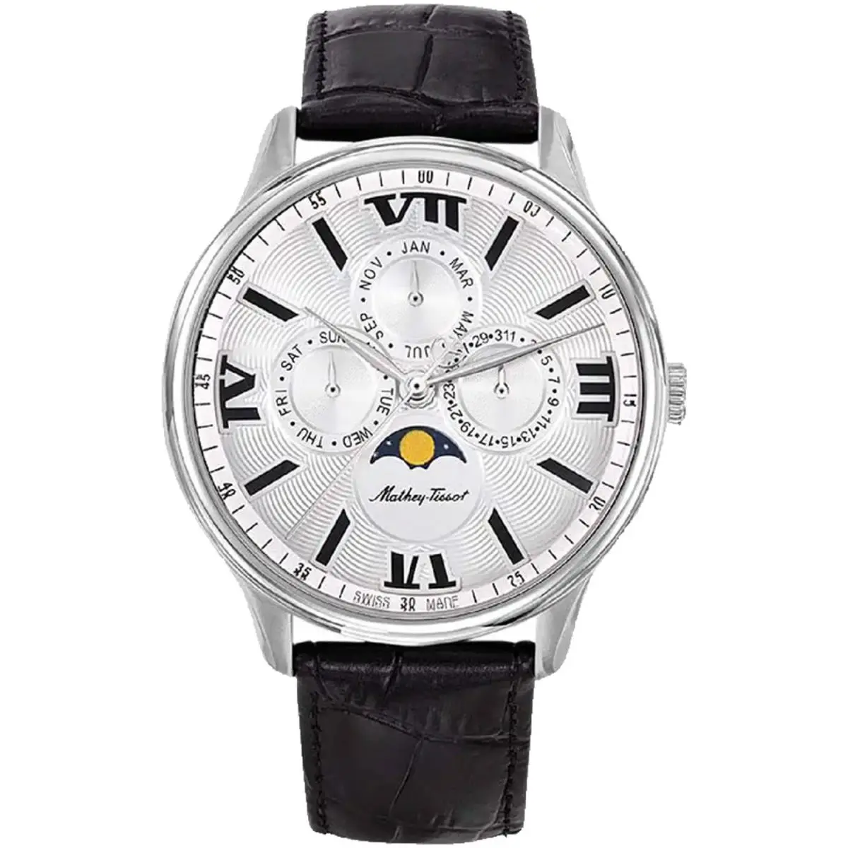 Mathey  Men`s Edmond Moon Phase Silver Dial Watch - H1886RAI by Tissot