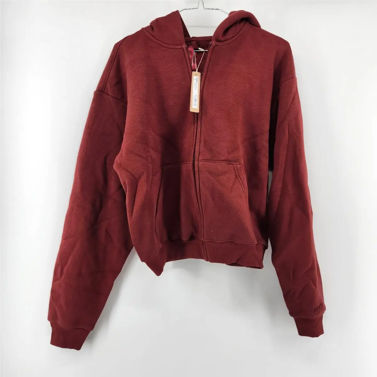 Skims XS Merlot Red Cotton Fleece Classic Zip Up Hoodie ZU-ZUP-8366W