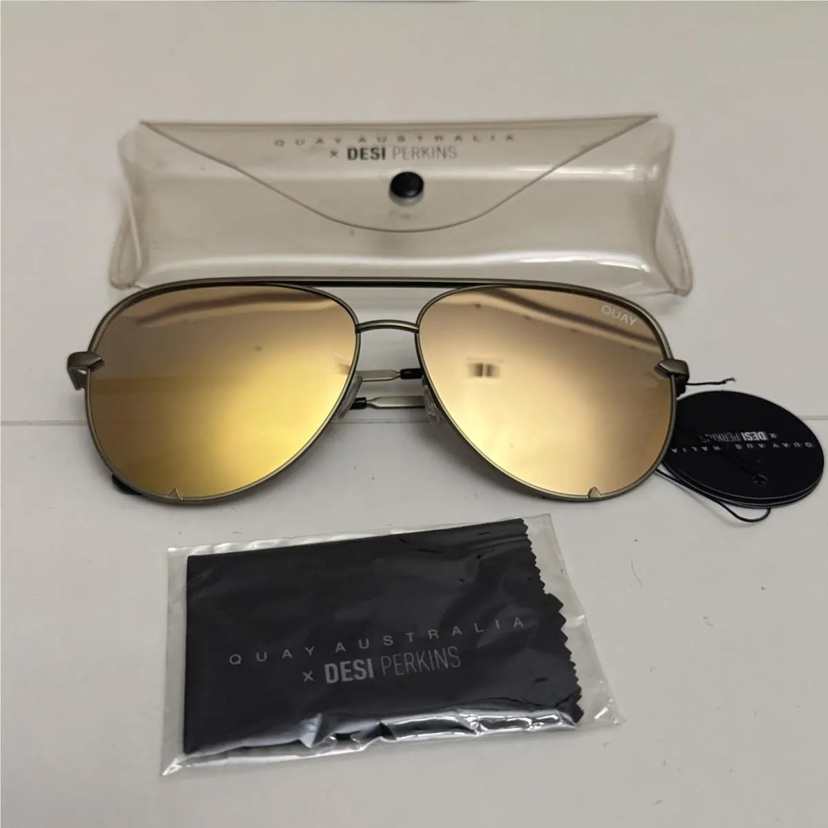 Quay Australia High Key Sunglasses - Bronze Frame Gold Glare Frames
