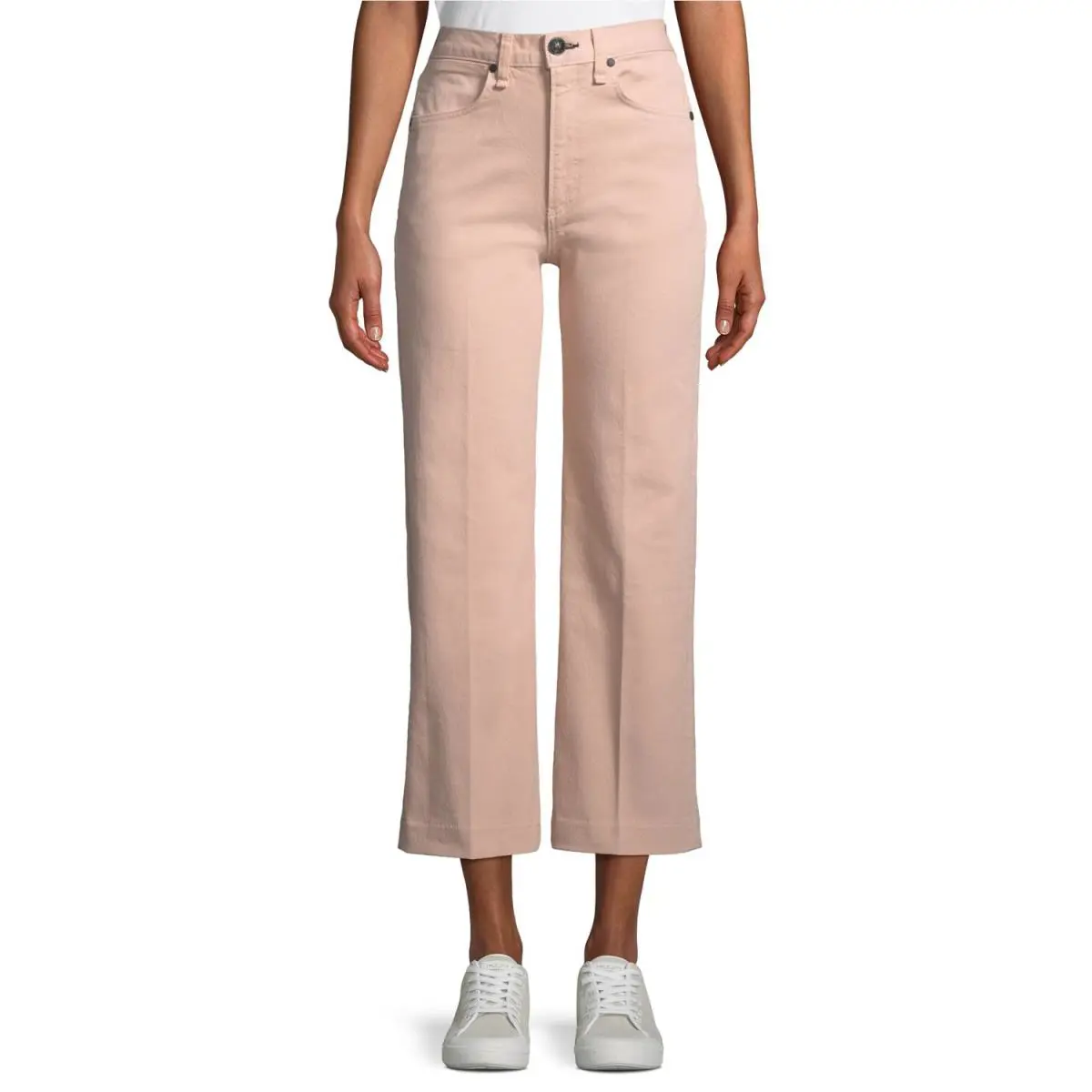 Rag Bone 153759 Women`s Justine High-rise Wide-leg Crop Jeans Sz. 24 - Blush Twil
