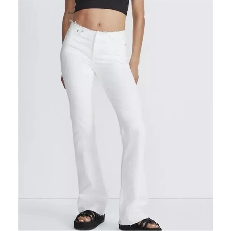 Rag Bone Kinsley Low Rise Flare Stretch Jeans in White Rare Size 31