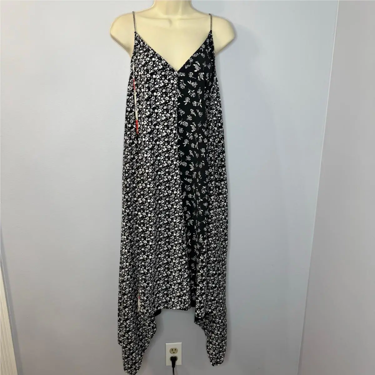 Rag Bone Floral Londar Patchwork Handkerchief Chain Slip Midi Dress Boho M