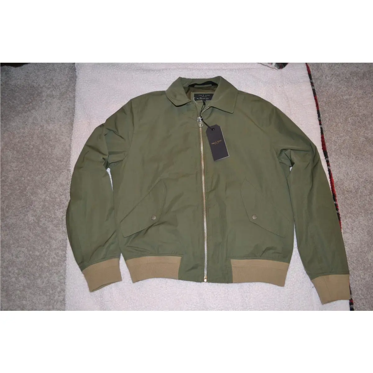 Rag Bone Men`s Army Harrier Bomber Jacket Green Size L