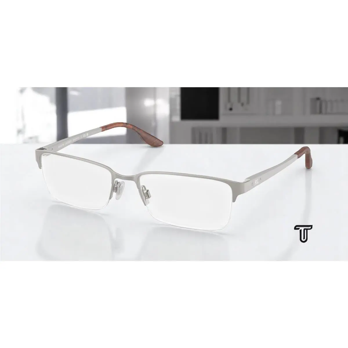 Ralph Lauren RL5089 9282 Semi Shiny Gunmetal Demo Lens 54 mm Men`s Eyeglasses