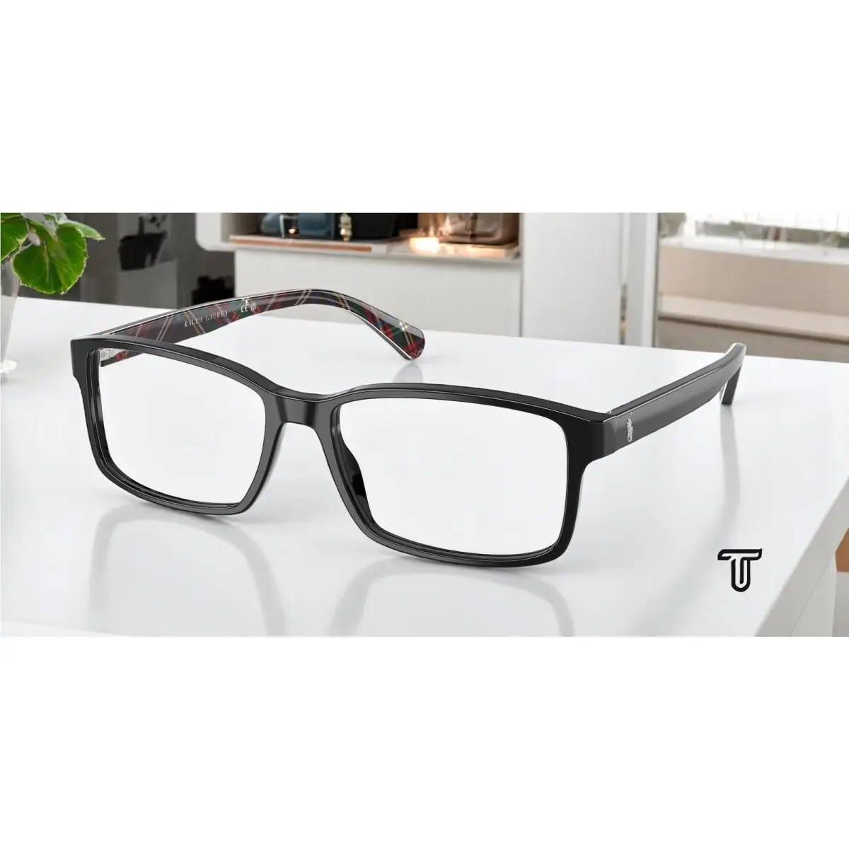 Ralph Lauren Polo PH2123 5489 Black Demo Lens 56 mm Men`s Eyeglasses