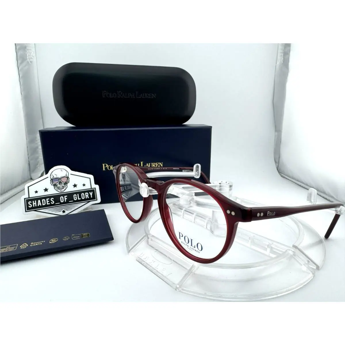 Polo Ralph Lauren PH 2083 6146 Shiny Opal Red Men Eyeglasses Frame Oval 48MM