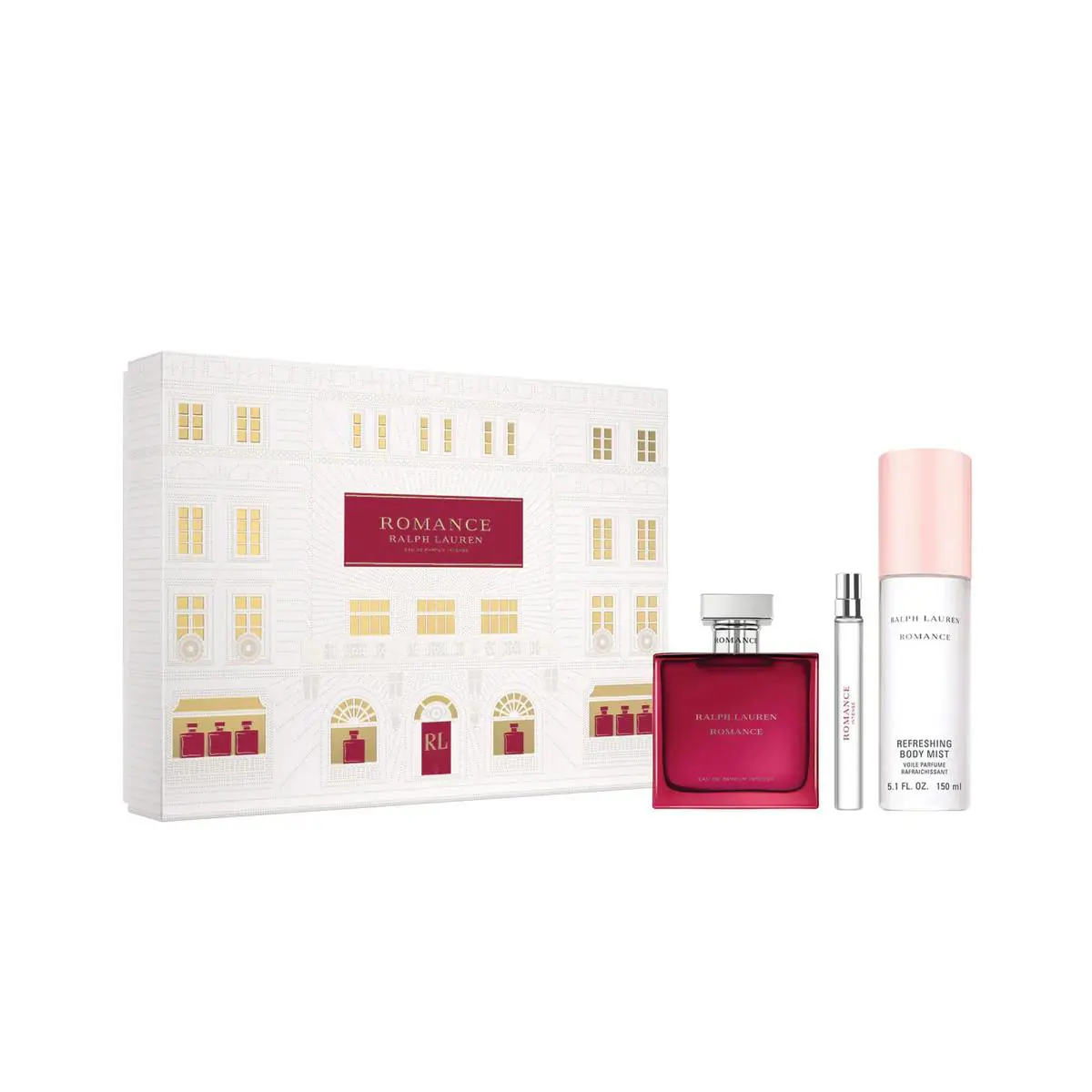 Ralph Lauren Romance Intense 3pc Gift Set 3.4oz Edp + Mini + 5.1oz Body Mist