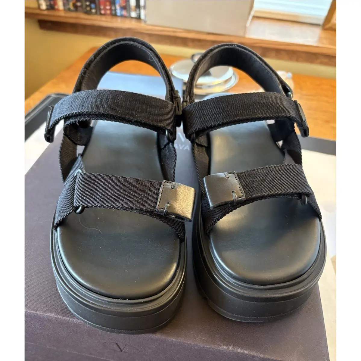 Valentino Garavani Open Toe Black Strappy Platform Sandal Open Toe 40
